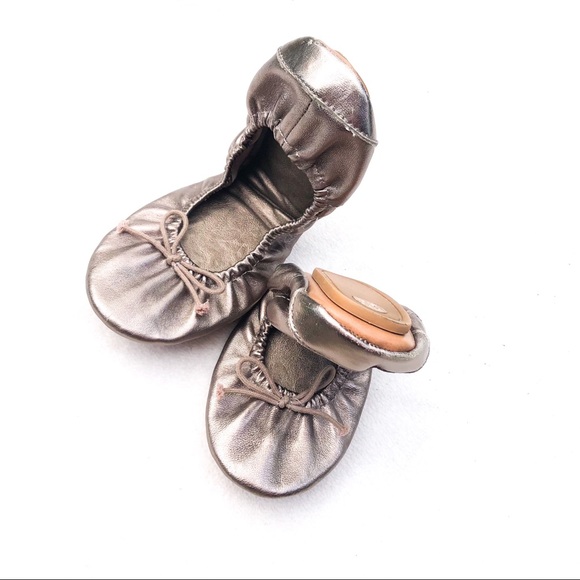 gold foldable ballet flats